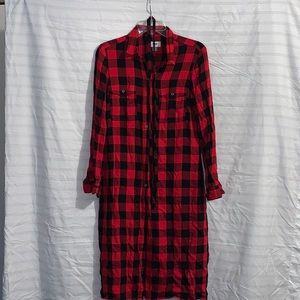 Black and Red Plaid Dress With Belt